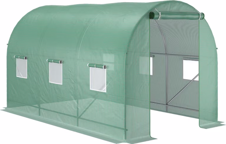 Fortuna Lai Serra in plastica Serra per pomodori Serra tunnel Serra con finestra Serra con finestra Verde 350 x 200 x 200 cm