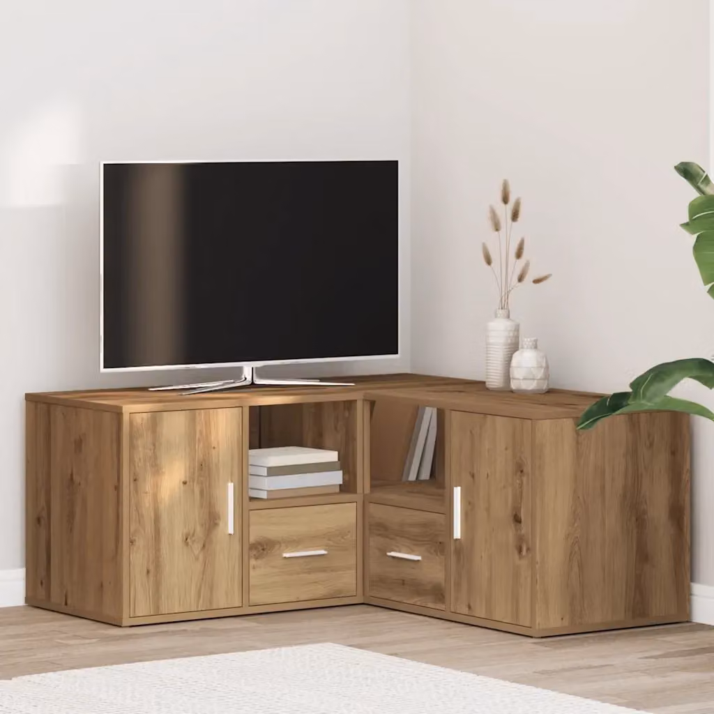 Mobile Angolare Moderno in Rovere Marrone con Pannello Posteriore L/P/H: 160 x 40 x 45 cm CFW8818425 – 2