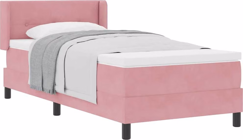Letto a molle con materasso Nero 100x200 cm Velvet Pink
