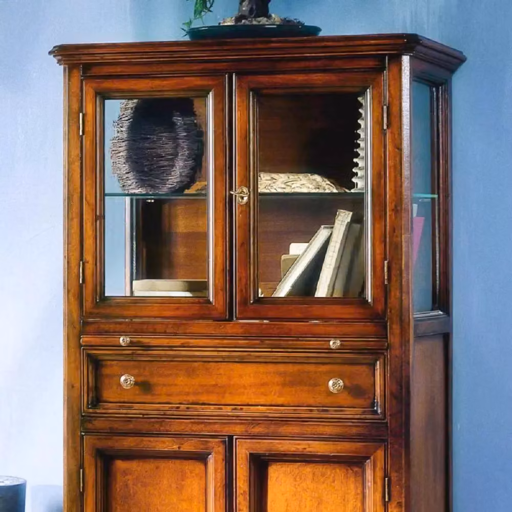 Mobile bar bottigliera classico in legno finitura bassano Mobili 2G L: 70 cm, P: 43 cm, H: 150 cm – 4