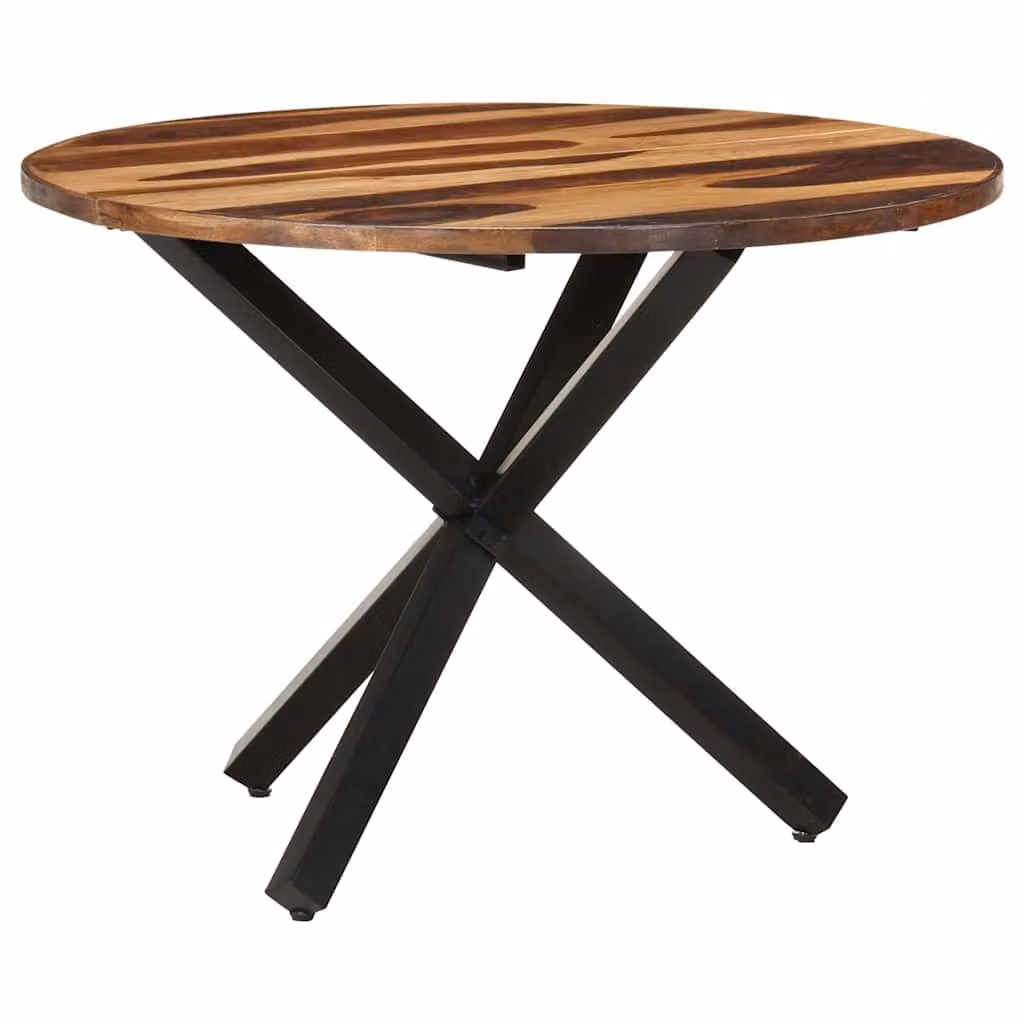 vidaXL Tavolo da Pranzo Quadrato in Legno di Acacia e Metallo Marrone L/P/H: 100 x 100 x 75 cm