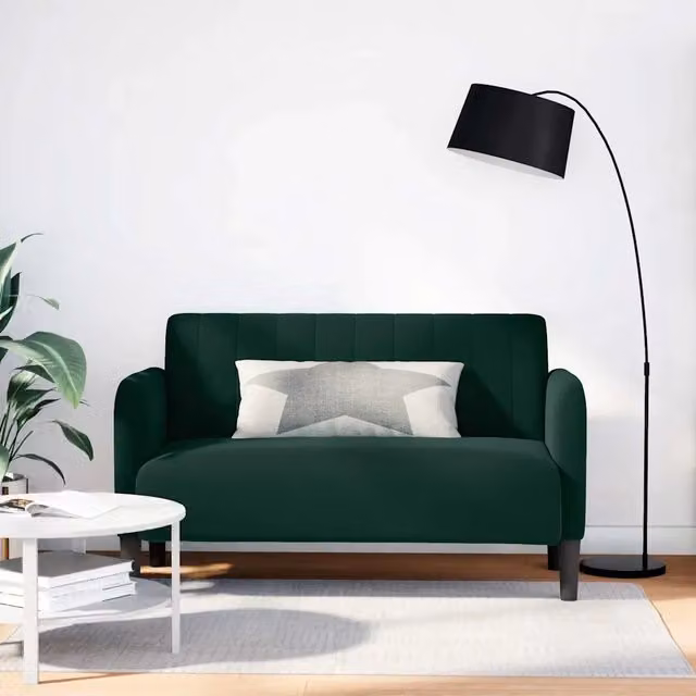 Divanetto in Velluto Verde vidaXL per Soggiorno L: 124 cm, P: 74 cm, H: 68 cm – 1
