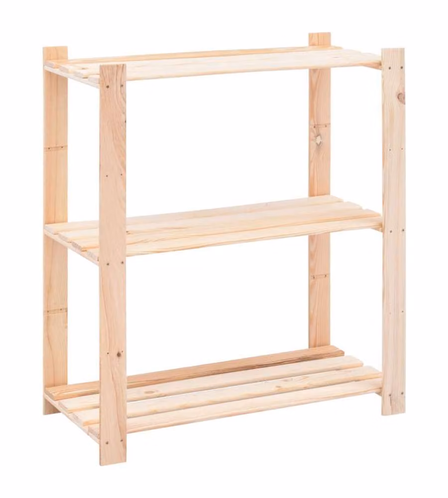 Scaffali a 3 Livelli 3 pz 80x38x90 cm Massello Pino 150 kg