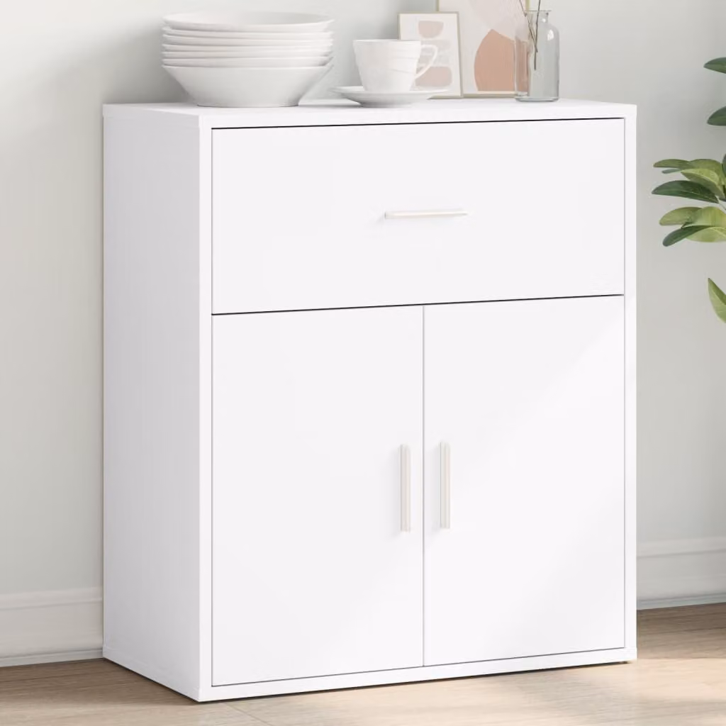 Credenza moderna vidaXL in legno bianco opaco, sospesa, L: 60 cm, P: 31 cm, H: 70 cm