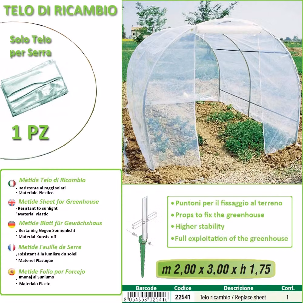 Telo di ricambio trasparente per serra Verdemax modello Metide L: 200 cm, P: 300 cm, H: 175 cm – 2