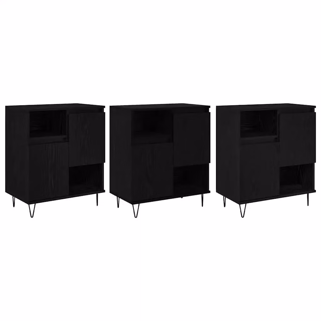 Credenza moderna vidaXL in 3 pezzi Rovere Nero L: 60 cm, P: 35 cm, H: 70 cm – 2