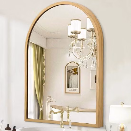 Specchio a forma di boog per bagno, specchio da appendere al muro, dimensioni 65 x 45 cm, specchio da tavolo per camera da letto, ingresso, soggiorno, cornice in lega di alluminio