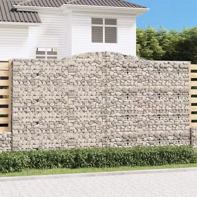 Set di 6 Cesti Gabbioni ad Arco Videx in Acciaio Zincato Argento L: 400 cm, P: 50 cm, H: 220/240 cm