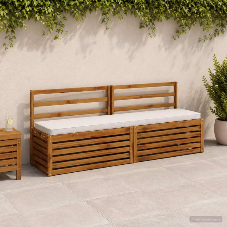 Set di 2 cuscini per panchina vidaXL VUGHT bianchi in poliestere con imbottitura in schiuma e rivestimento rimovibile resistente ai raggi UV