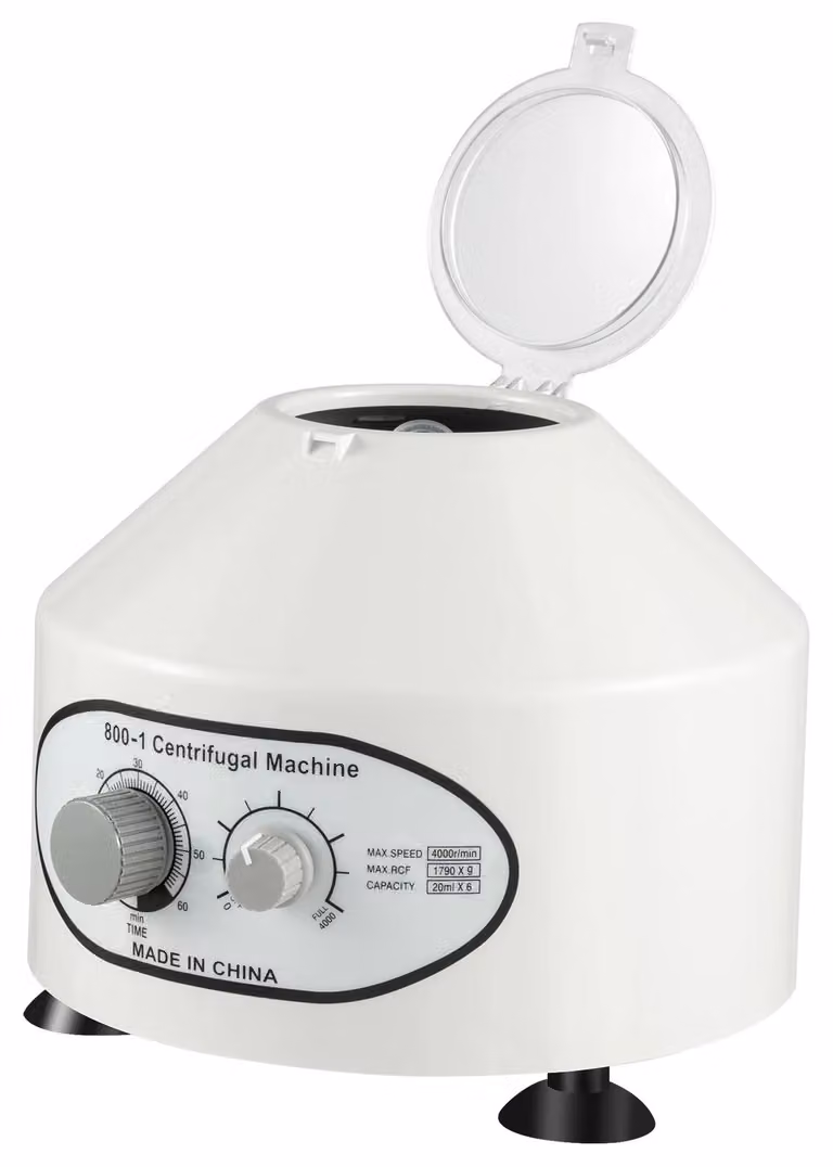 Centrifuga da laboratorio - Centrifuga da banco a bassa velocità - 4000 giri/min - capacità 6 x 20 ml - tempo e velocità regolabili - spina di tipo europeo - colore bianco