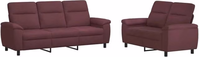 Set di 2 divani moderni vidaXL in tessuto viola con struttura in metallo per il tuo soggiorno