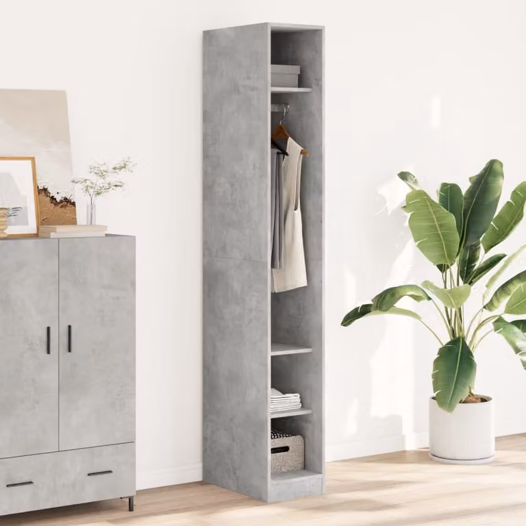Armadio vidaXL Grigio con Ante a Battente e Ripiani Interni in Legno e MDF L/P/H: 30 x 50 x 200 cm