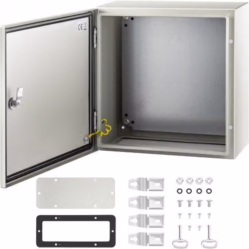 Scatola elettrica VEVOR in acciaio al carbonio IP66, Grigio o Bianco, L/P/H: 40 x 40 x 20 cm