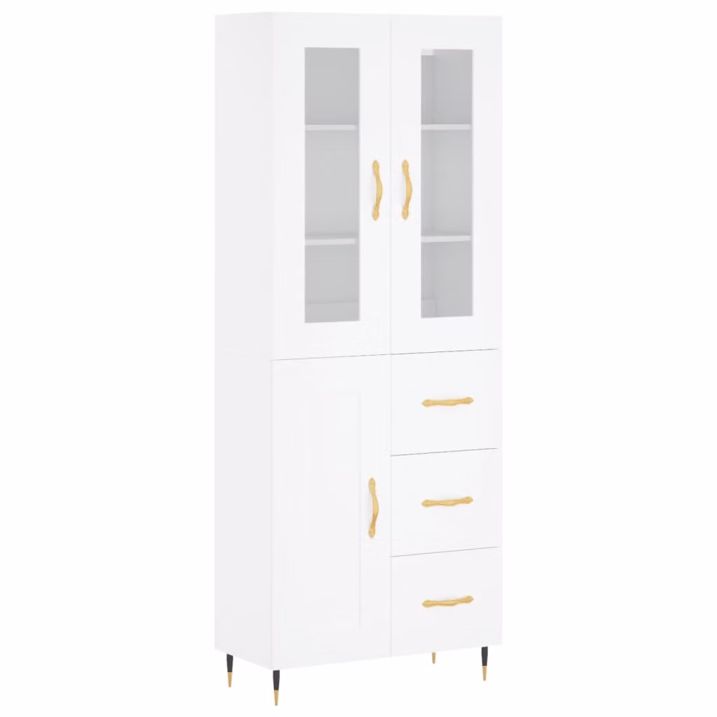 Credenza Bianca 69,5x34x180 cm in Legno Multistrato
