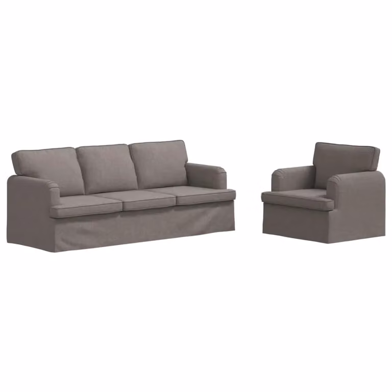 Divano moderno vidaXL in tessuto con struttura in metallo, set di 2 pezzi, grigio e nero, L: 201 cm, P: 144 cm, H: 85 cm