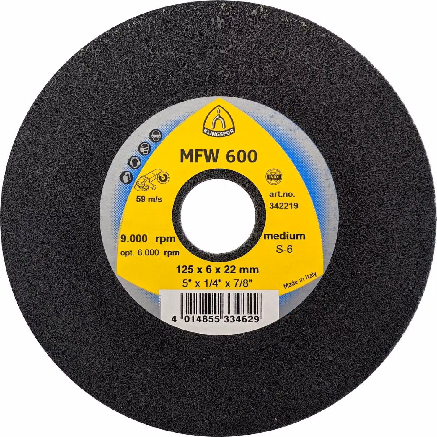 MFW 600 Dischi compatti, 125 x 6 x 22 mm, carburo di silicio medio, 342219