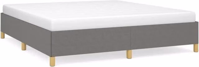 Letto matrimoniale moderno DESIGN IN in tessuto grigio con struttura in legno e doghe, L/P: 160 x 200 cm – 1