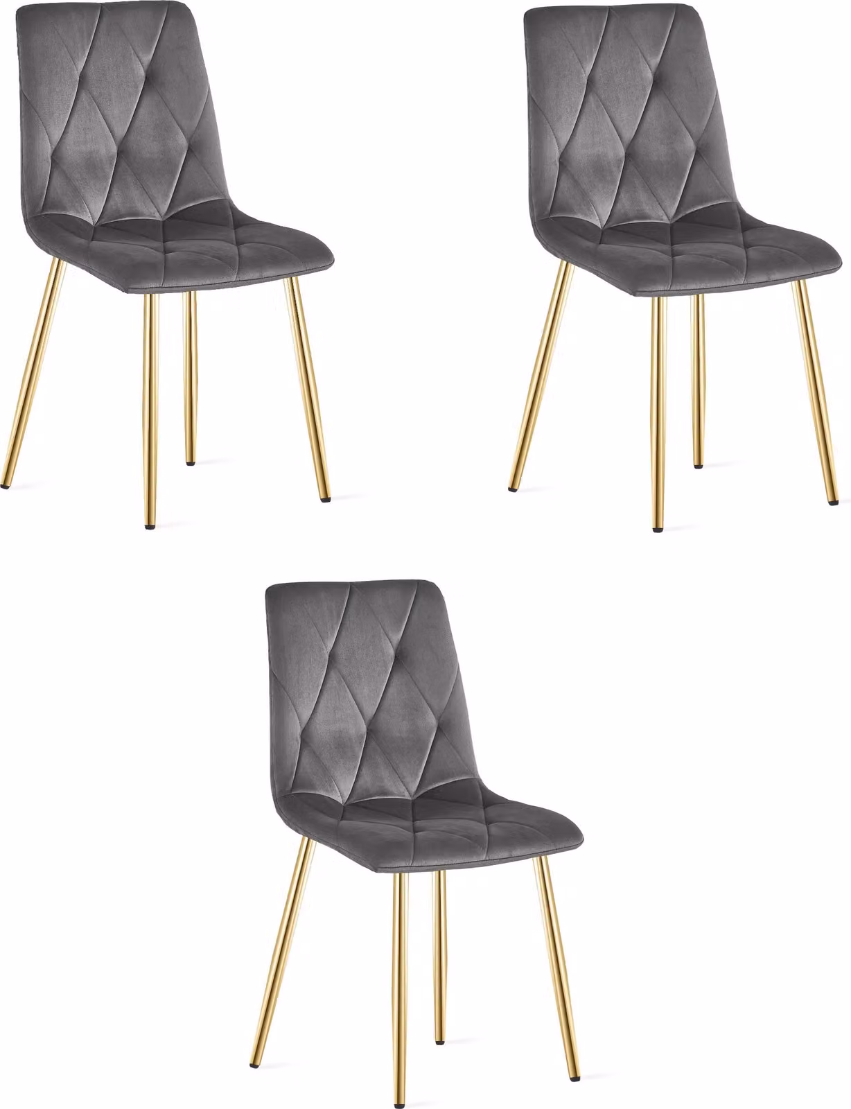Sedia LIBRA - velluto grigio scuro / gambe color oro x 3