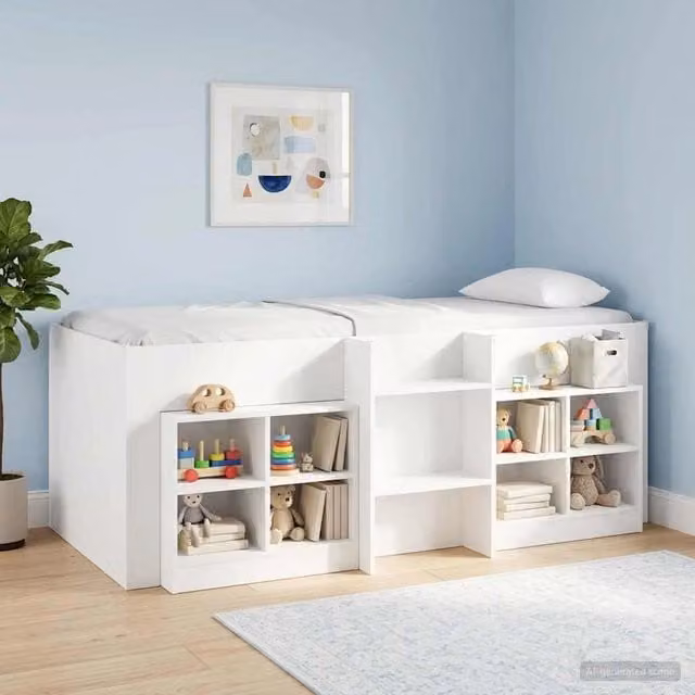 Letto singolo alto per bambini vidaXL in legno ingegnerizzato bianco L: 193 cm, P: 96 cm, H: 120 cm