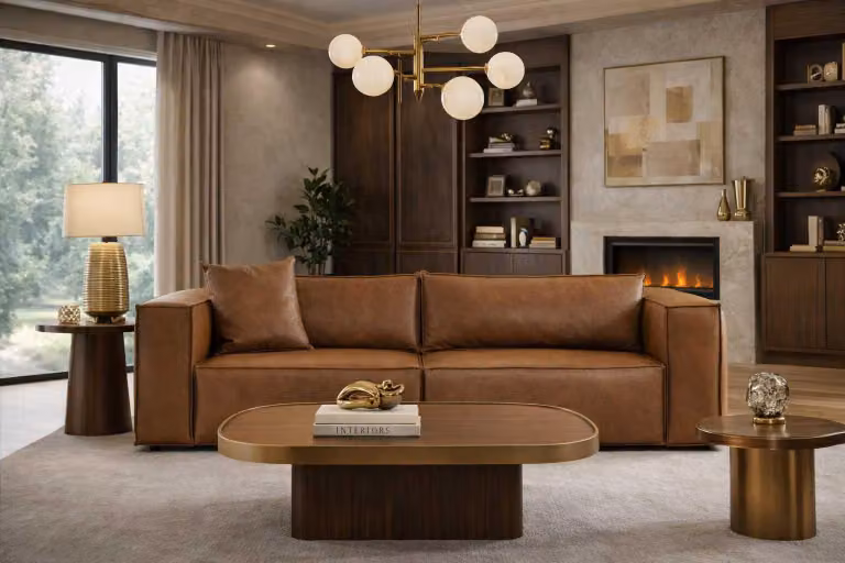 Braunes Ledersofa Designer Ledercouch Wohnzimmer Polstermöbel