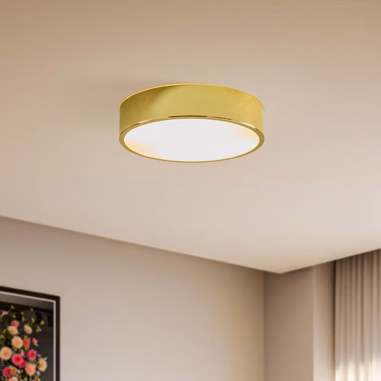 Plafoniera soffitto Kimban Lamkur, dimmerabile, Ottone / Oro, Soggiorno / Sala da pranzo, Metallo, Plafoniera