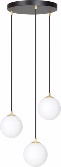 Lampadario a sospensione Emibig Royal in vetro e metallo bianco e oro con 3 luci E14