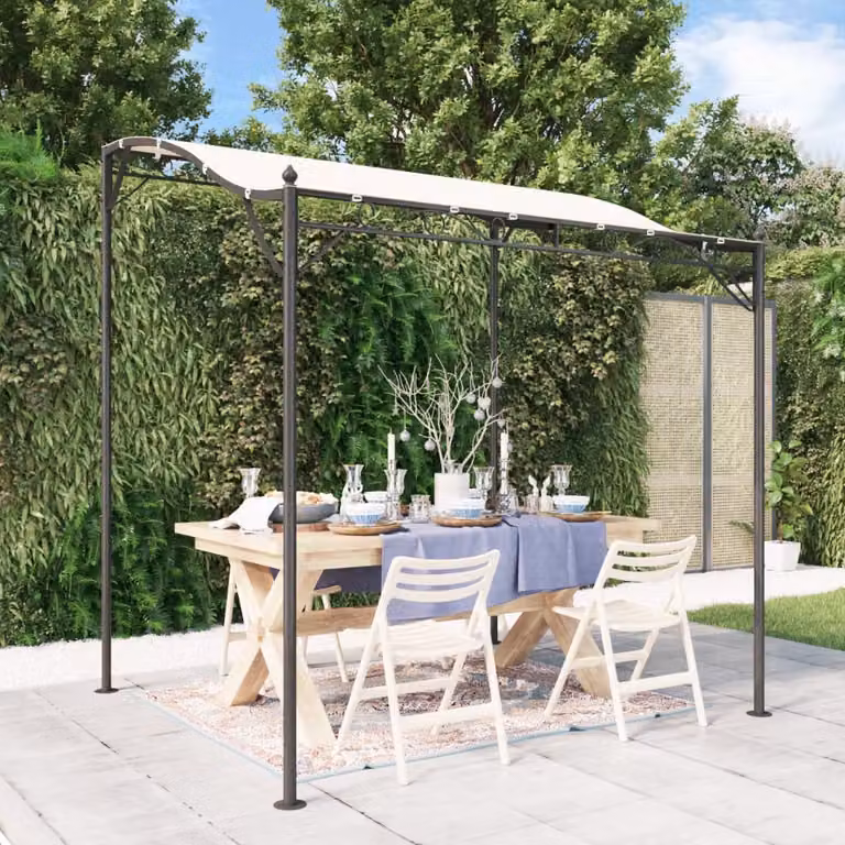 Tettoia da giardino curva vidaXL in poliestere e acciaio, colore beige