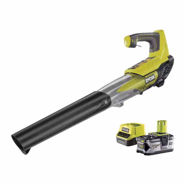 Soffiatore a batteria RYOBI RBL18JB40F 18V 4Ah, soffiatore a batteria, aspirafoglie a batteria, ventola a turbina a getto, 160 km/h