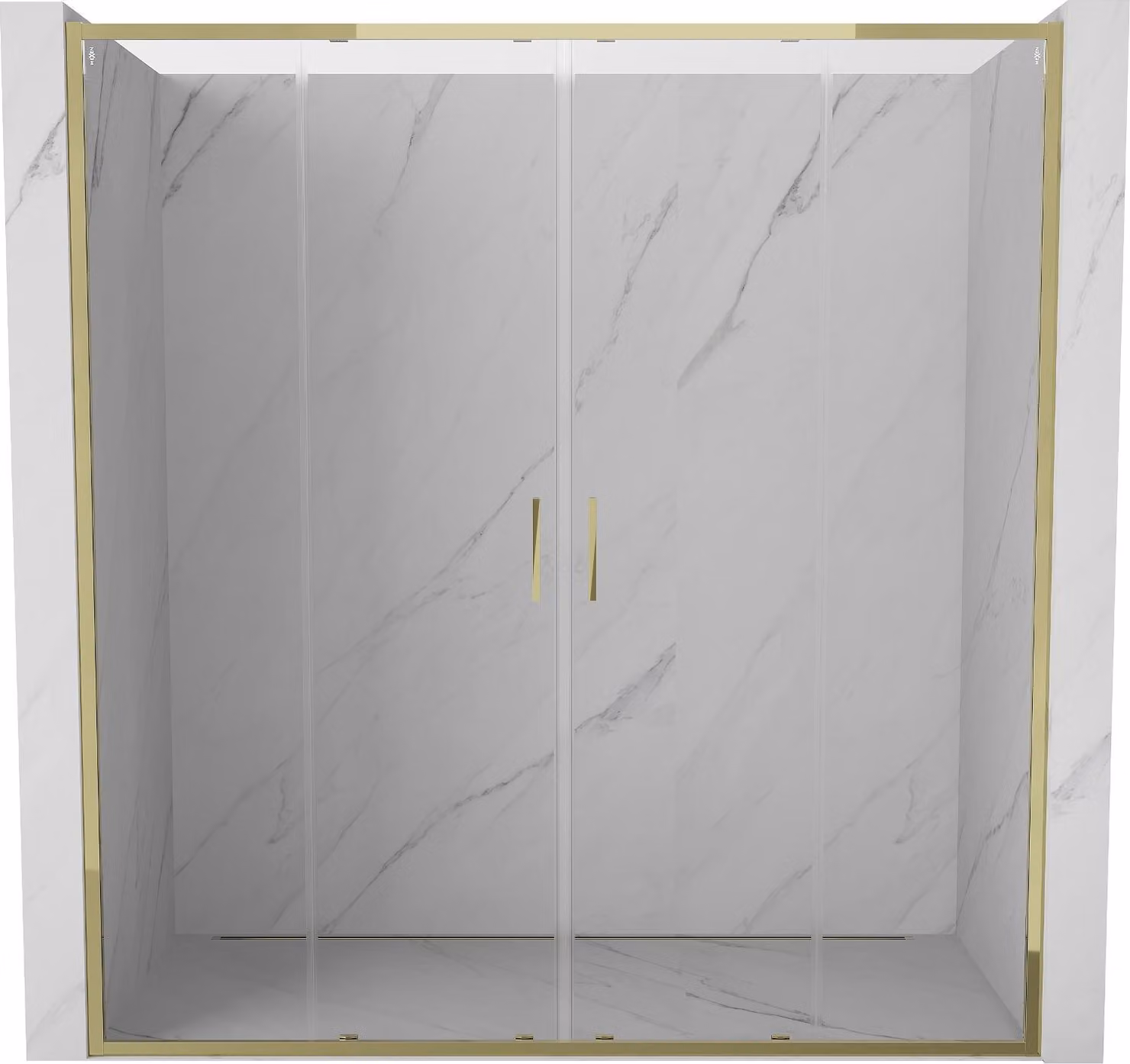 Mexen Exo porte doccia doppie scorrevoli 180 cm, trasparente, oro - 8152-180-000-50-00