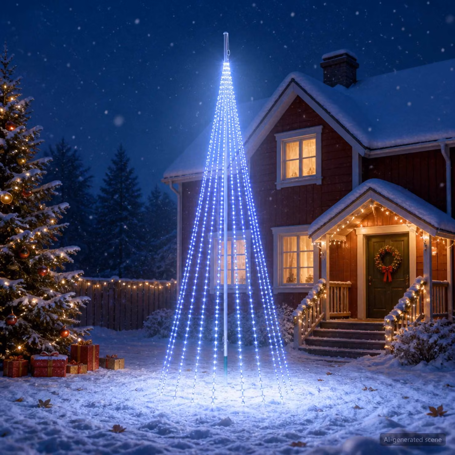 vidaXL Luci per albero di Natale con picchetti e asta per bandiera