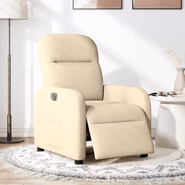 Poltrona | Sedia Relax Elettrica Reclinabile Crema in Tessuto