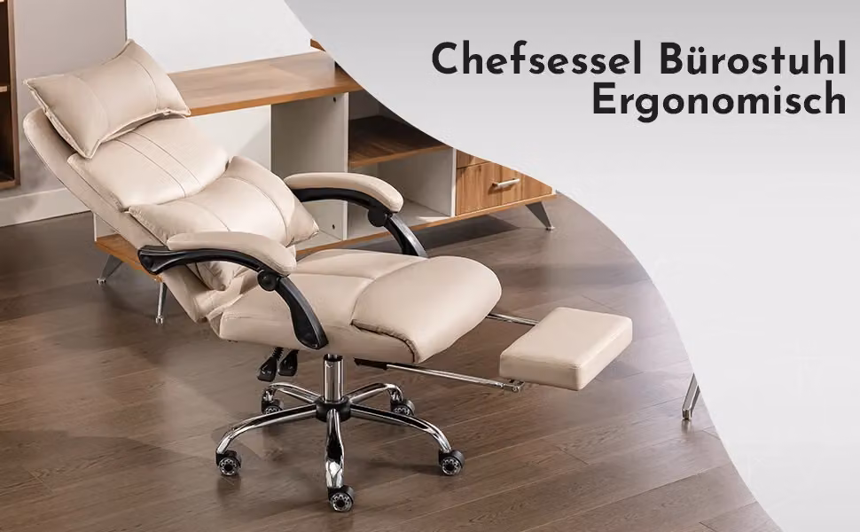 Sedia da ufficio ergonomica Minimal beige in tessuto con design moderno, altezza regolabile e supporto lombare – 2
