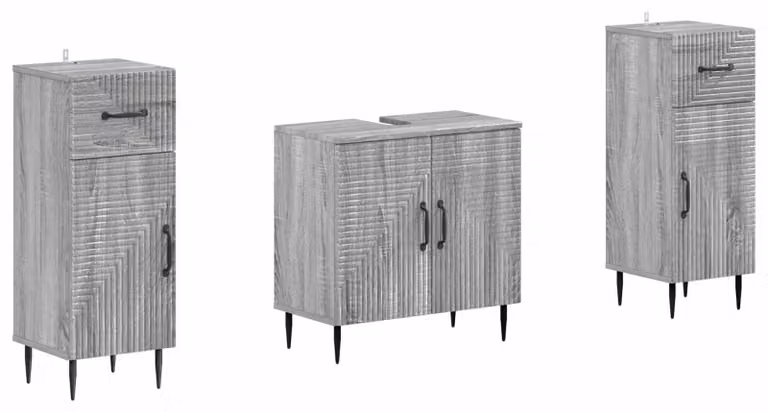Set di due mobili da bagno, modello HAARLEM, colore grigio Sonoma