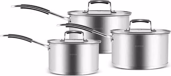 Indotto a 6 pezzi in acciaio inossidabile - Antracite - Eccellente distribuzione del calore - Lavastoviglie - Fondamentale per le colazioni in cucina