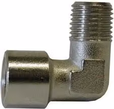 Raccordo di giunzione a L Walmec colore argento con filettatura M 3/8 - F 3/8" 14302