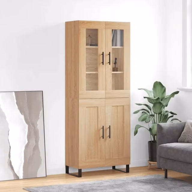 Credenza-Buffet-Armadio da cucina Rovere Sonoma 69,5x34x180 cm in Legno Multistrato 727347