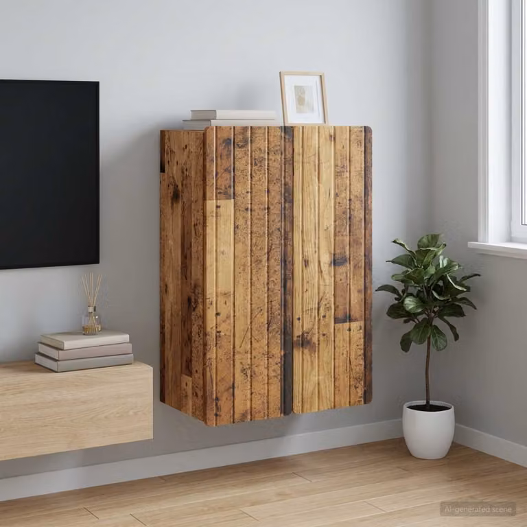 vidaXL Mobiletto a muro moderno in legno marrone con ante a battente L 66 cm, P 34,5 cm, H 92 cm