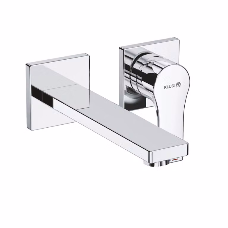 KLUDI ZENTA SL Mitigeur monocommandé mural encastré pour lavabo à deux trous, saillie 180mm, rosace en deux parties, chrome, 482440565, 482440565