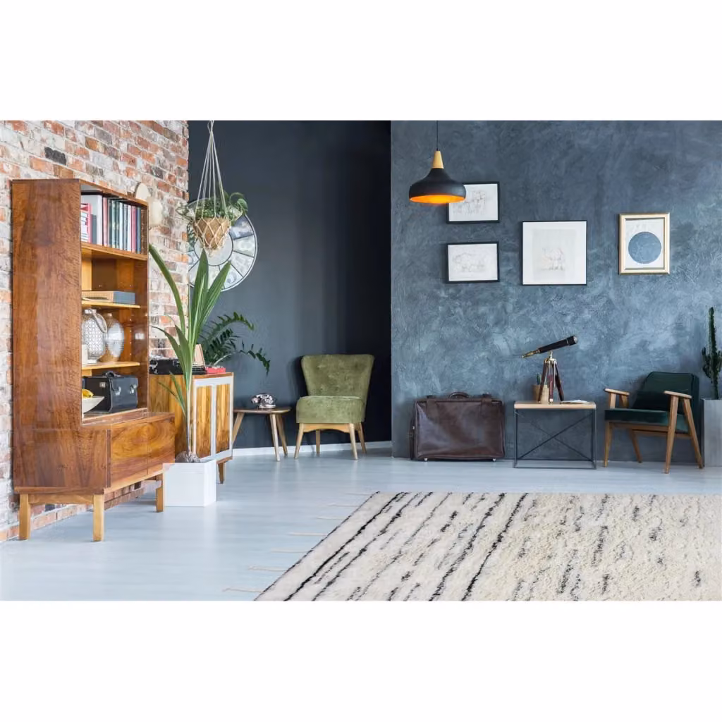 Tappeto Casablanca KENDRA HOME in lana e cotone, modello moderno rettangolare, bianco e nero – 2