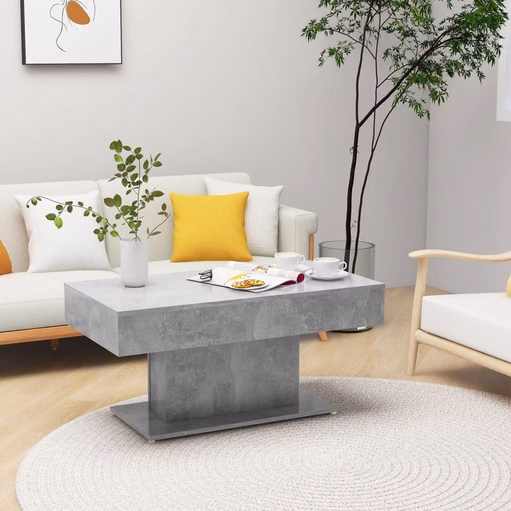 vidaXL Tavolino da caffè grigio cemento 96x50x45 cm materiale a base di legno - Tavolino da caffè - Tavolini da caffè - Tavoli da caffè
