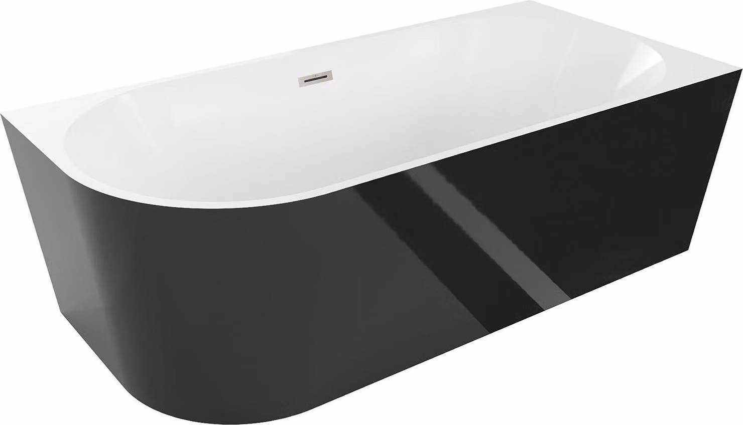 Mexen Mia vasca da bagno angolare indipendente destra 170 x 80 cm, bianca/nera, troppopieno nichel spazzolato - 52691708075P-97