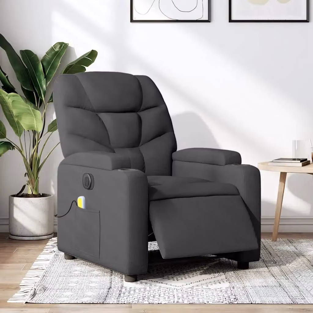Poltrona Relax Reclinabile con Massaggio Elettrico in Tessuto Grigio Scuro – 2
