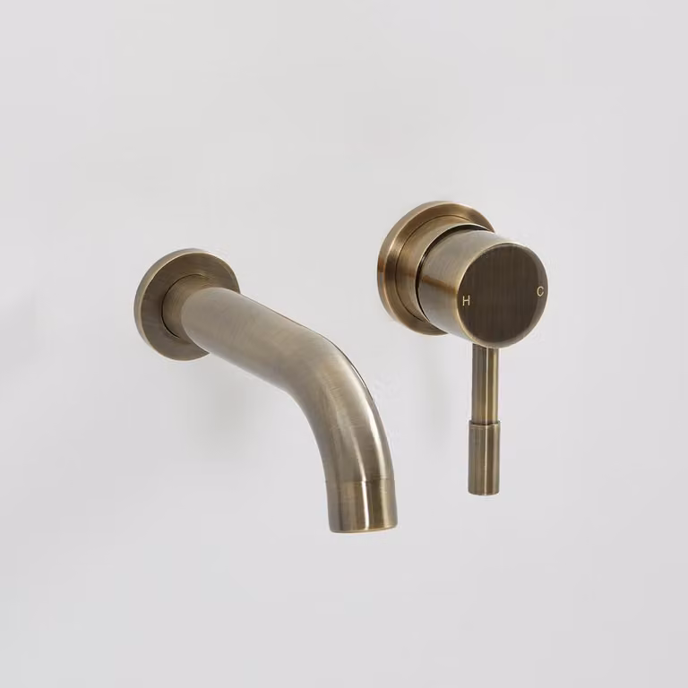 Miscelatore Lavabo Moderno a Parete - Ottone Spazzolato - Design premium
