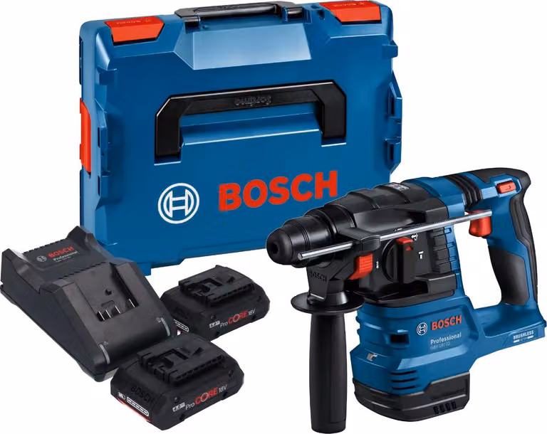Bosch GBH 18V-22 Professional Trapano a percussione a batteria 18 V 1,9 J SDS Plus Brushless + 2x batteria ProCORE 4,0 Ah + caricabatteria + L-Boxx