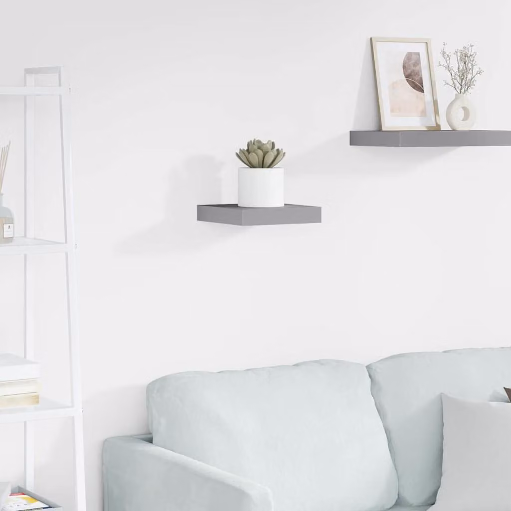 Scaffale a parete moderno vidaXL in MDF e metallo, Grigio, L: 23 cm, P: 23,5 cm, H: 3,8 cm