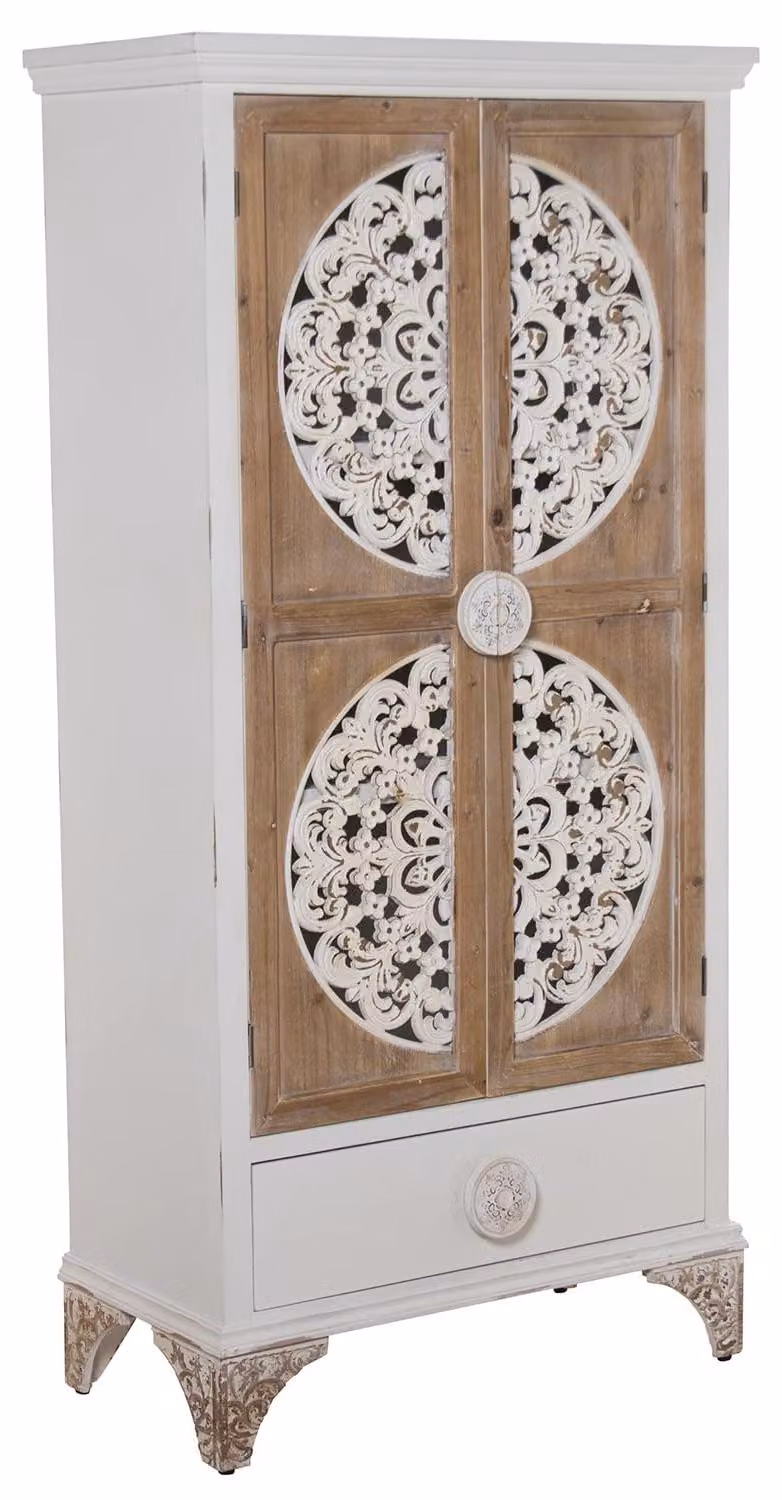 Armadio a 2 ante con cassetto, in legno/MDF, dimensioni 81x41x175 cm