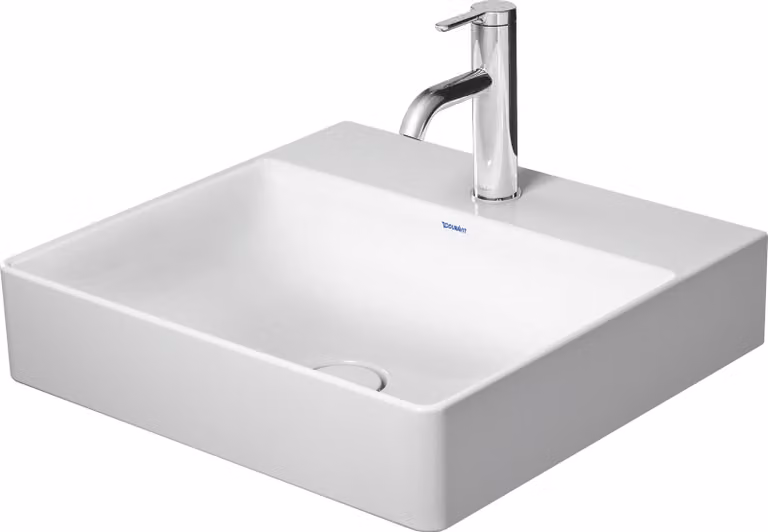 Duravit DuraSquare lavabo, 50x47cm, 1 trou pour robinet, sans trop-plein, vitrifié par le dessous, 23535000411, 23535000411