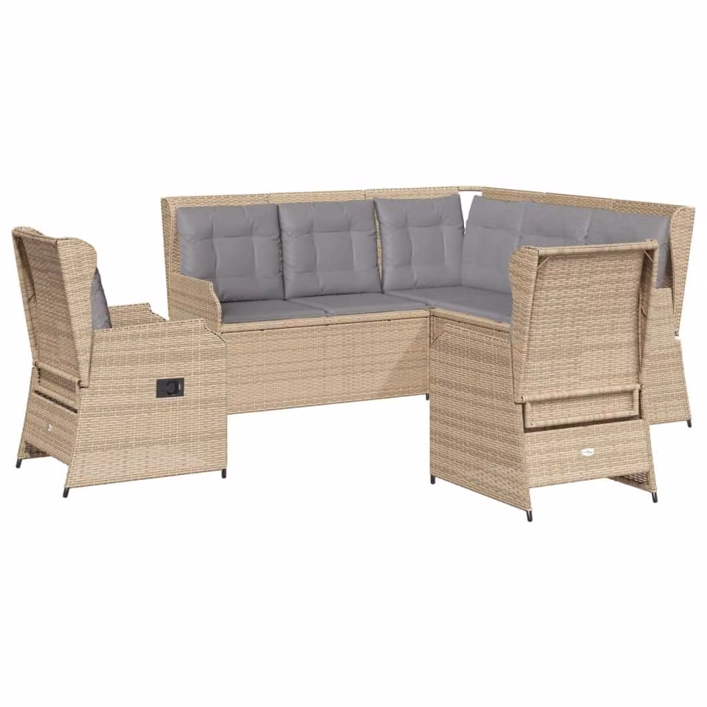 set di 5 pezzi da giardino con cuscini Beige poly rattan