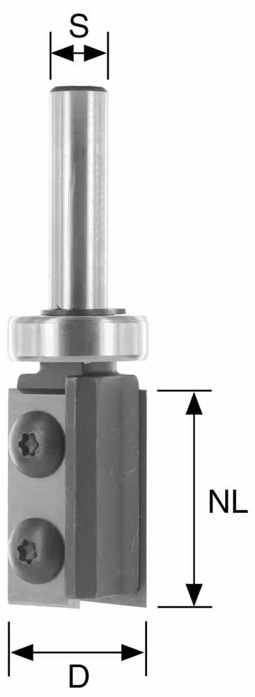 Fresa a filo BRÜCK HW-WP tipo 386A Z2 D=22 mm, NL=20 mm, S=8 mm con gambo Kula. Da ordinare con HW-WP 19,5x12x1,5 mm (#62020012) | 386A2202003