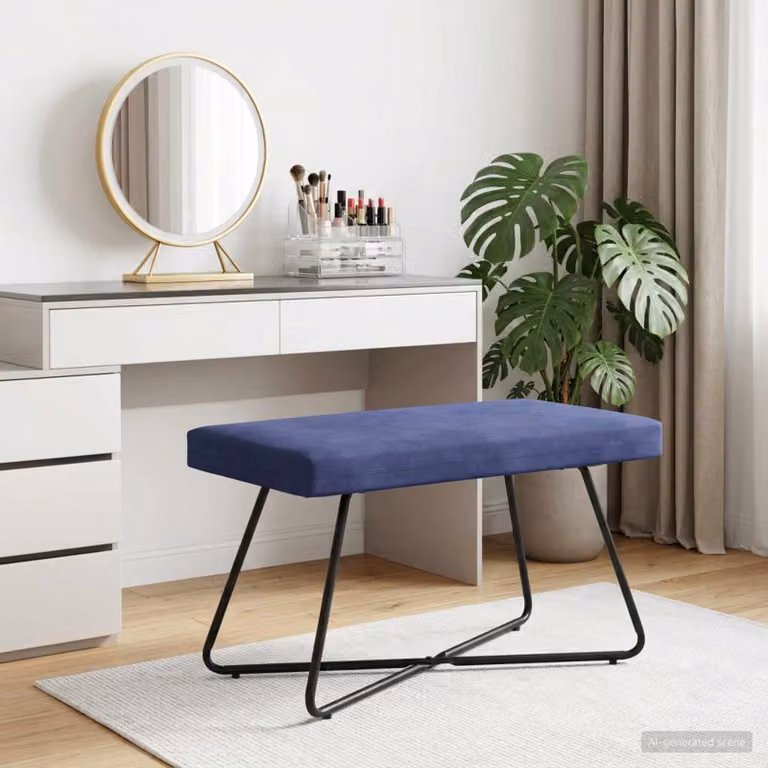 Panchina moderna vidaXL in velluto blu L: 80 cm, P: 40 cm, H: 45 cm